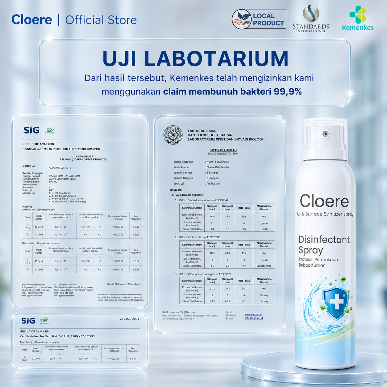 Cloere Disinfectant Spray